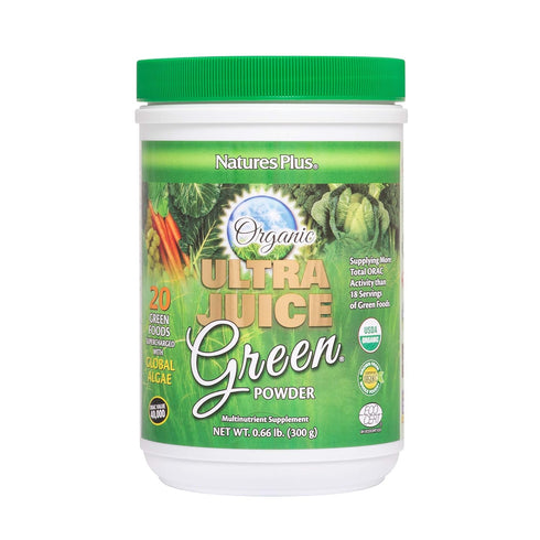 NaturesPlus Ultra Juice Green Powder - .66 lbs, Multinutrient Supplement with 20 Whole Green Foods