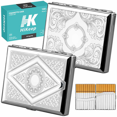 HiKeep Cigarette Case (2 Pack), Cigarette Holder Case, Smoking Accessories, Vintage Metal 20
