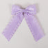 Light Purple Silky Satin Ruffle Ribbon Hair Bow Clips for Girls, Cute Handmade Ponytail Holder Accessories