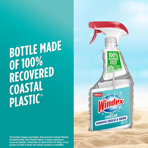 Packaging 32 Oz Windex Vinegar Glass and Surface Cleaner Spray Bottle, Designed to Prevent Leakage and Breaking