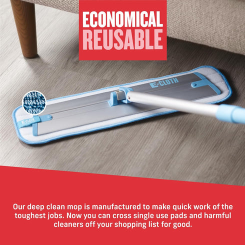 E-Cloth Deep Clean Mop, Microfiber Mop, Perfect Floor Cleaner for Hardwood, Laminate, Tile, Washable and Reusable