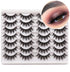 Losha Eyelashes Natural Look Faux Mink Lashes Pack, Handmade Fluffy False Eyelashes, 14 Pairs Cat Eye Lashes