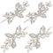 Waydress 4 Pcs Rhinestone Hair Clip, Decorative Leaf Crystal Barrette Accessories for Women (Silver)