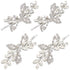 Waydress 4 Pcs Rhinestone Hair Clip, Decorative Leaf Crystal Barrette Accessories for Women (Silver)