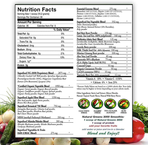 Natural Greens Juice Drink - Super Food by Doctors Nutra, 10.79 Ounces with 50 Vegetarian Plant-Based Superfoods