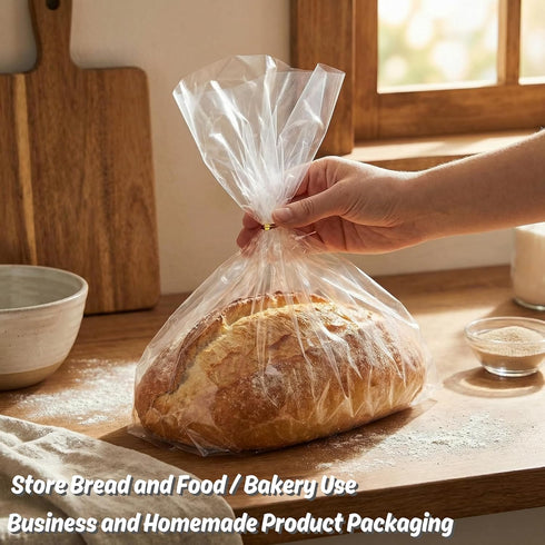 Pack 100 Packaging 100 6x3x15-Inch Wowfit Bread Poly Bags of Entirely Transparent Clear Bakery Bags Bread Bags