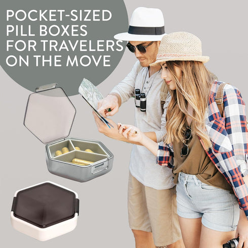 Set Set 2, Mimi Medcessories Petite Pill Box - Stylish Compact Daily Pill Organizer, Medication Pill Case, Pill