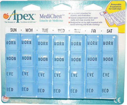 Pill Box Apex Medi Chest Pill Organizer 70015, for Vitamins and Medication, 1 Ea.