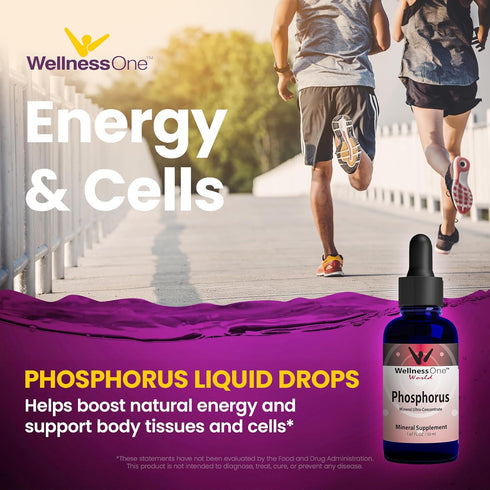 Liquid Phosphorus Supplements - Ionic Phosphorus from Ortho Phosphoric Acid for Healthy Bones & Teeth - 1.67 fl oz,