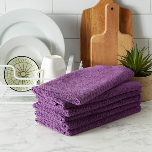 Set, 16x24, 6 DII Cleaning Collection Microfiber Dishtowel, Eggplant, Piece