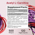 Jarrow Formulas Acetyl L-Carnitine 500mg, Dietary Supplement, 120 Veggie Capsules, Brain Health Support