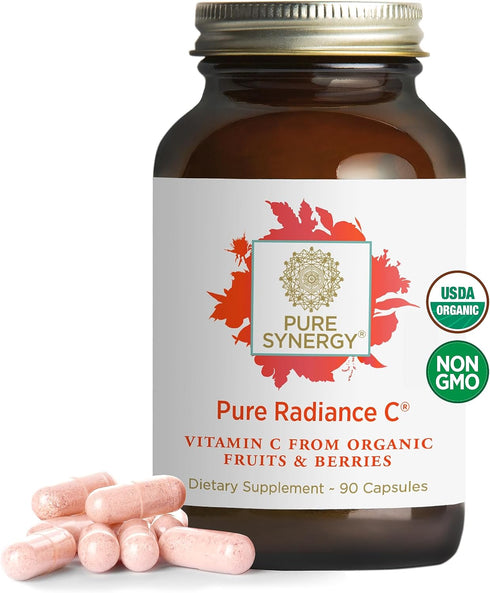 PURE SYNERGY Pure Radiance C – Organic Vitamin C Capsules, 100% Whole Food Supplement, 90 Capsules