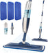 Wet Spray Mop for Floor Cleaning, Refillable Spray Bottle with 3 Washable Microfiber Pads, Home or Commercial Use, Blue