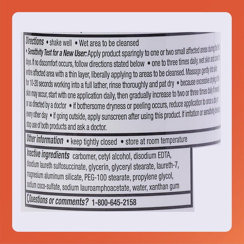 Rugby Benzoyl Peroxide Wash USP 5% - Acne Medication for Clear Skin, 8 Fl. Oz.