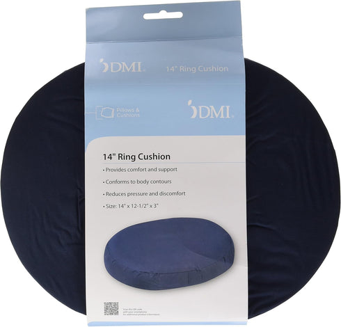 DMI Seat Cushion Donut Pillow for Tailbone Pain Relief, Hemorrhoids, Pregnancy, Post Natal, Pressure Relief, Navy