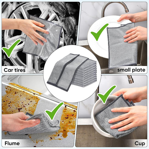10 Pcs New Upgrade 3-Layer Non-Scratch Wire Dishcloth, Non-Scratch Dishwashing Rags for Kitchen Cleaning
