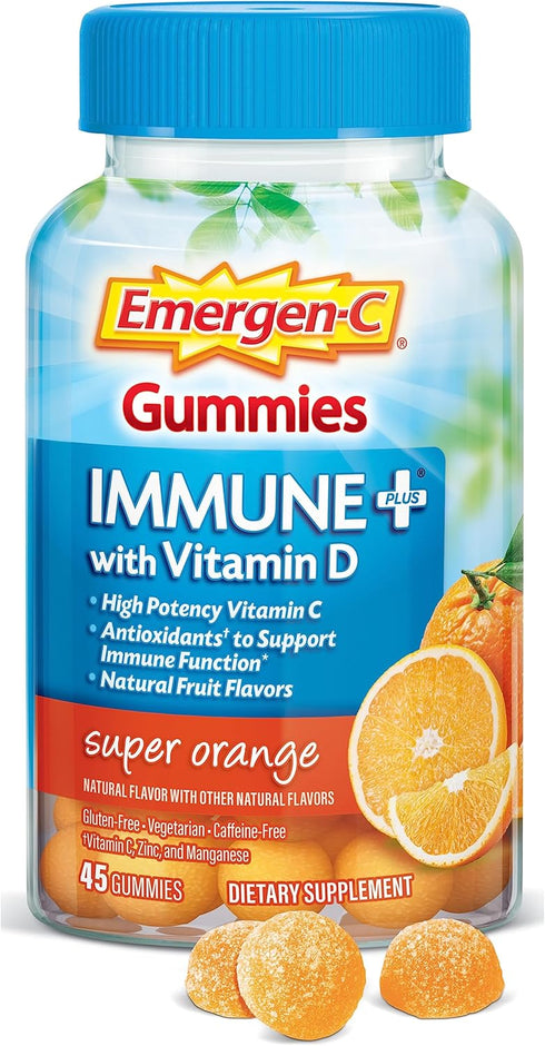 Emergen-C Immune+ Immune Gummies, 45 Count, Vitamin D plus 750 mg Vitamin C, Caffeine Free, Gluten Free