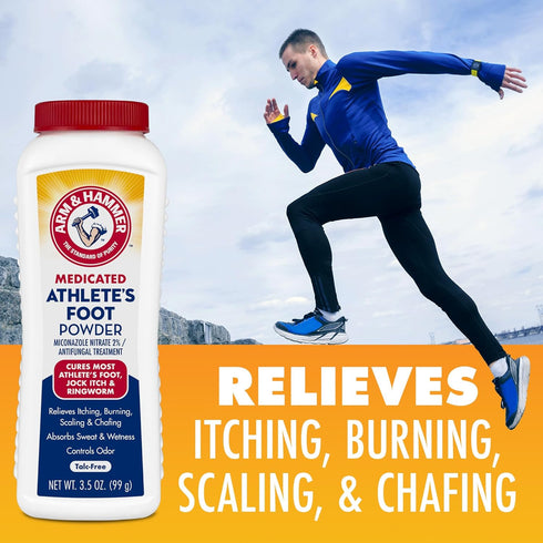 Hammer 3.5 oz Arm & Athlete's Foot Powder - Antifungal Treatment for Feet with Baking Soda - Relieves Itching, Burning