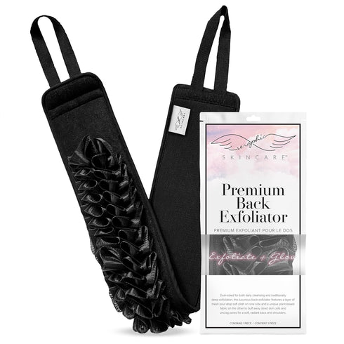 Seraphic Skincare Premium Back Exfoliator, Dual-Sided Scrubber for Men & Women, 100% Vegan