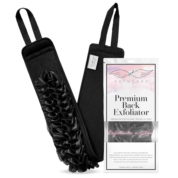 Seraphic Skincare Premium Back Exfoliator, Dual-Sided Scrubber for Men & Women, 100% Vegan