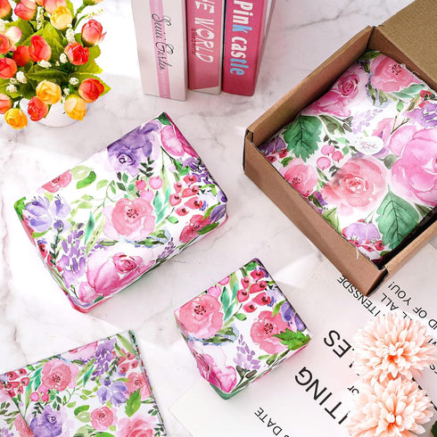 Whaline 100Pcs Floral Tissue Paper, Watercolor Flower Gift Wrapping Paper for Home and Party Gift Wrap