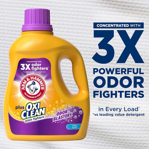 HAMMER Burst,77 Detergent,100.5 oz,(Pack 2) ARM & Plus OxiClean Odor Blasters Fresh Loads Liquid Laundry Fl
