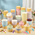 Jingmore 120 Set 4 oz Summer Paper Ice Cream Cups Bulk with Spoons Disposable Sundae Bowls Colorful Paper Dessert Cups