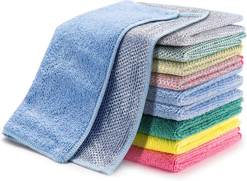 2 in 1 Microfiber Cleaning Cloth: Non Scratch Wire Dishcloth Rags for Washing Dishes, Multipurpose Towels for Home