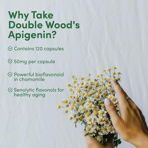 Apigenin Supplement - 50mg per Capsule, 120 Count for Relaxation, Sleep, and Mood - Gluten Free by Double Wood