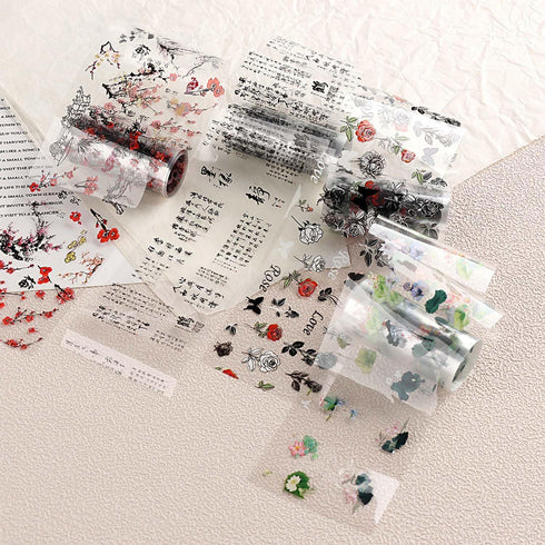 10 Rolls Traditional Chinese Style Nail Foil Transfer Stickers, Ink Painting Characters for Nail Art Decorations