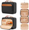 Travel Hanging Toiletry Bag for Women - Medium Waterproof Makeup Accessories Dopp Kit Set with Jewelry Organizer (Black)