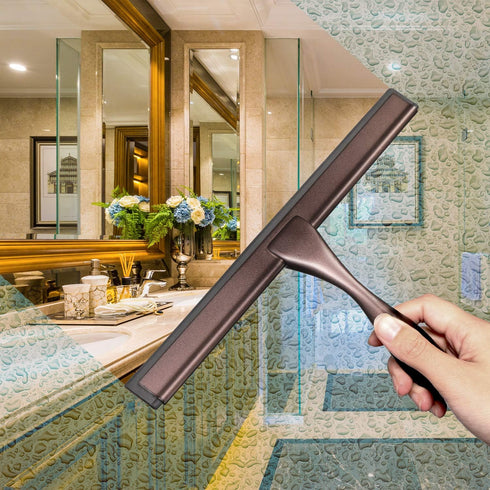 Hiware All-Purpose Shower Squeegee, Bronze Stainless Steel for Shower Doors, Bathroom, Window and Car Glass - 10 Inches