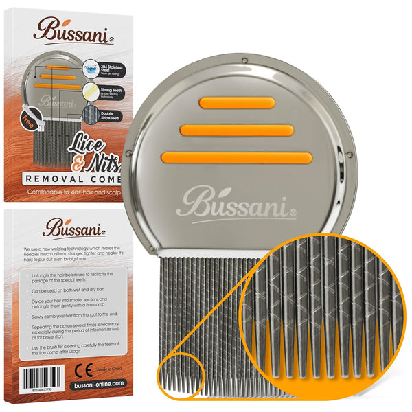 Bussani Lice Comb for Fine & Thick Hair | Lice Treatment | Nit Comb for Lice Eggs | Great for Dandruff & Psoriasis