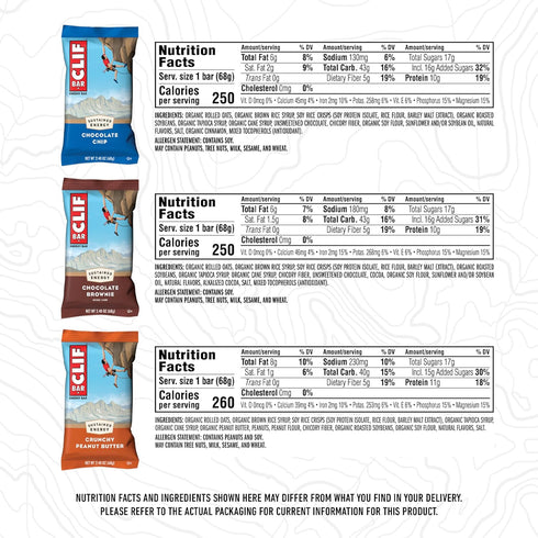 Pack 6 (16 Pack) CLIF BAR - Energy Protein Bars - Variety - Flavors - Made with Organic Oats - Energy Bars - Non-GMO