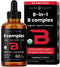 USDA Organic Vitamin B Complex Liquid Drops | B Vitamins Supplement with B1, B2, B3, B6, B7, B9 & Methyl B12