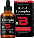 USDA Organic Vitamin B Complex Liquid Drops | B Vitamins Supplement with B1, B2, B3, B6, B7, B9 & Methyl B12