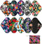 10 Pcs Reusable Menstrual Pad Set, 1Pc Mini Wet Bag + 9Pcs Light Flow Waterproof Mama Cloth Pads