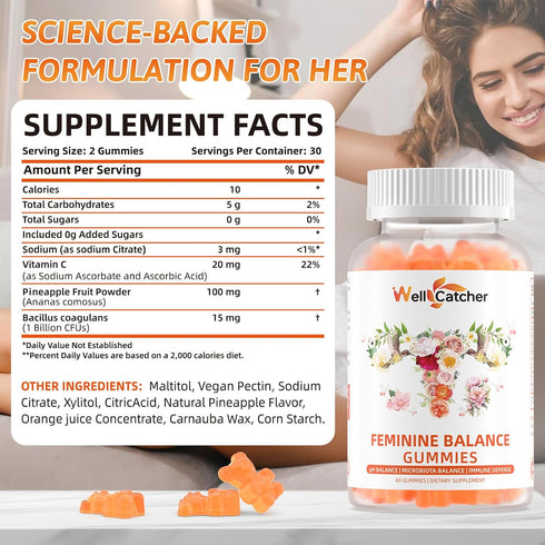 Gummies Gummies Immune 60 Count Premium Feminine Balance for Women - Hawaiian Pineapple Probiotic for pH Balance