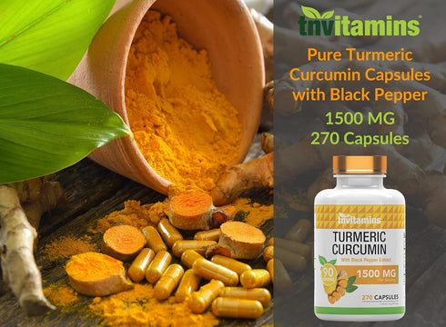 Turmeric Curcumin Capsules with Black Pepper | 1500 MG - 270 Capsules | Non-GMO | 3 Month Supply