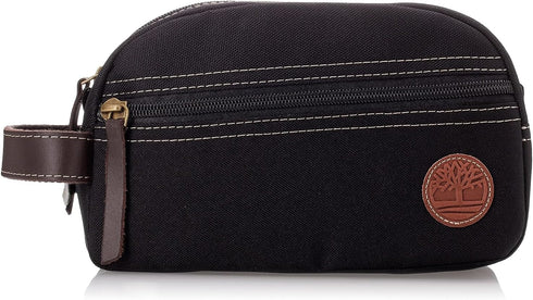 Timberland Men's Toiletry Bag - Canvas Travel Kit Organizer, Black, One Size