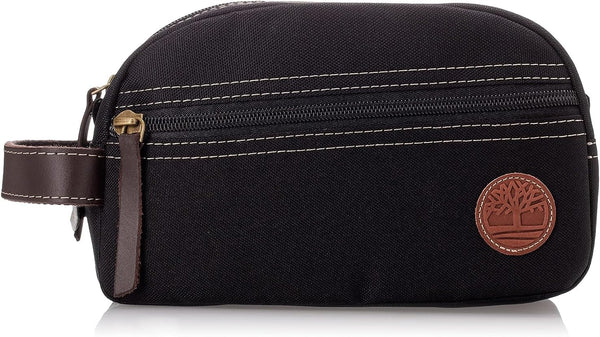 Timberland Men's Toiletry Bag - Canvas Travel Kit Organizer, Black, One Size