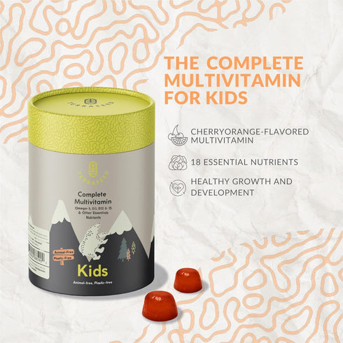 Complete Kids Multivitamin Gummies - 60 Gummies with Omega 3,6,9, Vitamin B12, Folic Acid, Iodine, Vitamin C