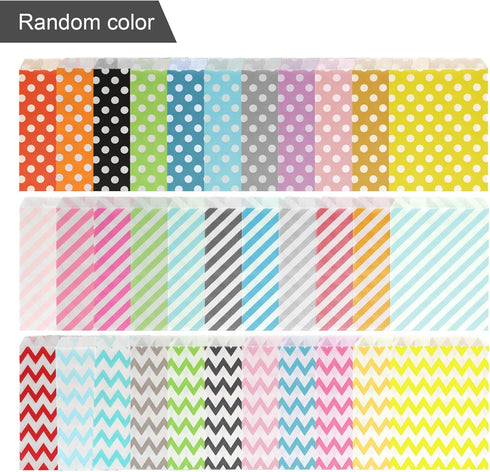 Kesoto 100 Count Multicolored Biodegradable Easter Paper Candy Cookie Bags - Food Safe Treat Bags, 6x5 in (Random 10