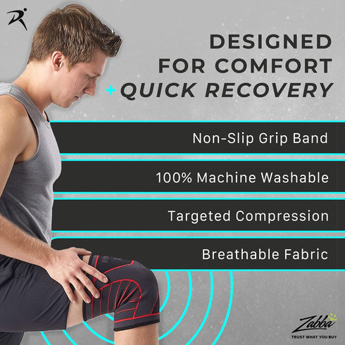 Rymora Knee Support Sleeve, Orthopedic Brace for Women and Men (Grey) - Compression Brace for Joint Pain