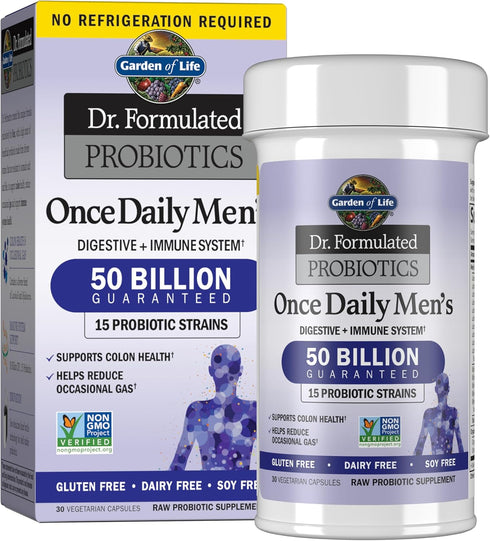 Garden of Life Probiotics for Men - Dr Formulated 50 Billion CFU, 15 Probiotics + Organic Prebiotic Fiber