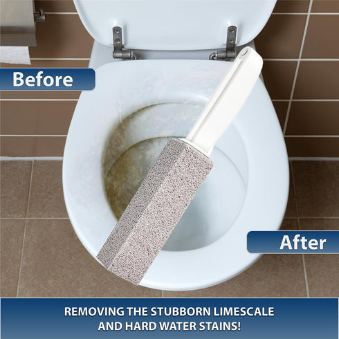 Amazon Brand | 2 Pack Ring King Pumice Stone Toilet Bowl Cleaner with Handle, Removes Stubborn Limescale