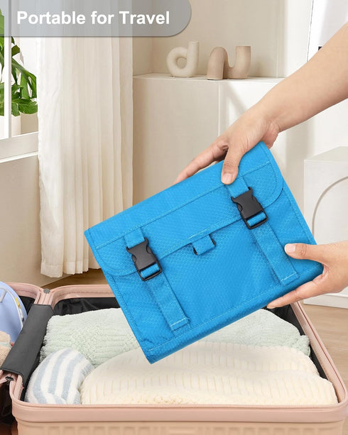 Relavel Travel Hanging Toiletry Bag - Large Capacity Waterproof Makeup Organizer Case for Women & Men (Blue)