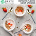 Party Bargains 40 Pack Disposable Plastic Navy Gold Soup Spoons, Infinity Modern Design Utensils