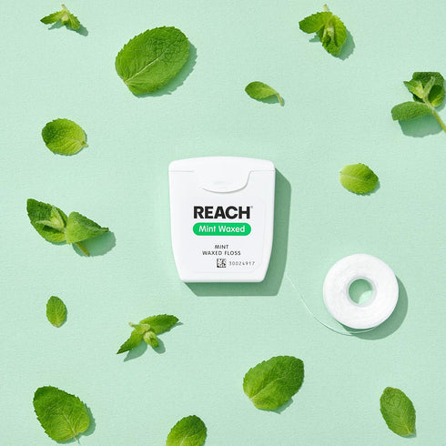 REACH Waxed Dental Floss 3 Pack Bundle, 115yd, Mint, Plaque Remover, Shred Resistant, Gentle on Gums & Teeth