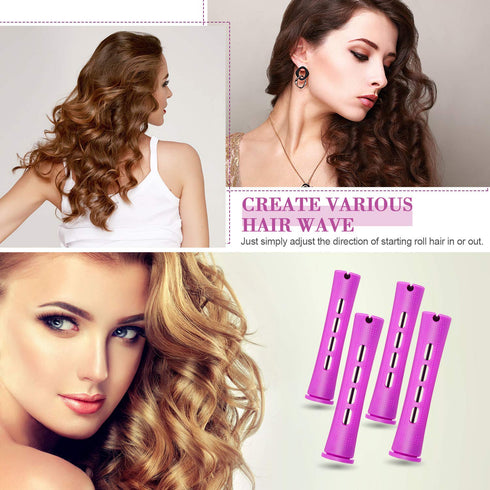 WILLBOND 36 Pieces Cold Wave Rod Hair Perm Rods - Hair Rollers with Steel Rat Tail Comb for Hairdressing Styling
